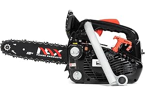 NAX POWER PRODUCTS Motor 100 C 25,4 cm3 0,75 kW, riel guía de 10 pulgadas 25 cm, sistema antirretroceso LOW KICKBACK Briggs & Stratton, licencia oficial, motosierra de gasolina, color negro
