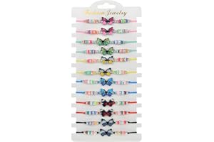 GVEYIQK 12 pièces bracelet amitié fille, bracelets papillon bracelet tressé réglable ensemble de bijoux chaîne papillon fête d'anniversaire anniversaire d'enfant