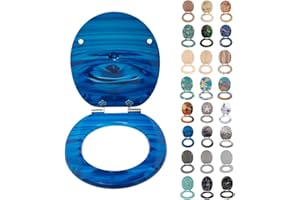 Abattant Wc, SINOBATH Abattant de Lunette Wc Bois avec Frein de Chute, AntibactéRien CharnièRes ZinguéEs et Inoxyables Ajustables, pour Couvette en O SièGe de Toilette (bleu marin)