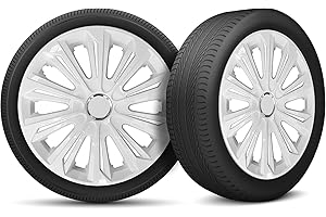 MOTO-MOLTICO Moltico Tapacubos - Set de 4 Universale de Tapacubos - Tapacubos para Todas Ruedas de Acero - Anillo de Seguridad Ajustable - 15 Pulgada - Blanco