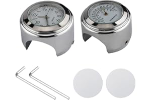 ‎SHKALACAR Shkalacar Universal Motorrad Lenker Uhr, Fahrradthermometer, Wasserdichter Uhr für Motorradlenker, Fahrräder, 22 mm-25,4 mm, 7/8 Zoll- 1 Zoll Lenker