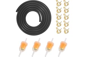 KUHAWL Benzinschlauch Kit, Kraftstofffilter Diesel, Benzinfilter mit 3m Benzinschlauch + 4 Filtern + 10 Schlauchschellen Benzinfilter Moped Inline Kraftstofffilter Set für Auto Motorrad Roller
