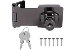 Zythrem Keyed Hasp Lock Hasp and Staple with Padlock Shed Lock Bedroom Door Lock with Key Twist Knob Keyed Locking Hasp Safety Door Clasp Gate Lock for Shed Bedroom Garden Cabinet Cupboard 3 Inch