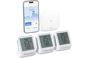 X-Sense Thermomètre Hygromètre Intérieur Connecté Compatible Alexa, Petit Capteur avec Écran LCD, Contrôle Intelligent de la Température et de l’Humidité à Distance, STH0A31