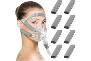 JEYORZY 8piezas FAlmohadillas Cómodas con Correa CPAP, CPAP Strap Comfort Pads, fundas para correas CPAP, undas de correa CPAP universal almohadillas faciales CPAP, almohadillas faciales cómodas, gris