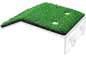 DSFSAEG Lawn Turtle Basking Platform, Tortoise Ramp Reptile Ladder Resting Terrace, Simulation Grass Turtle Ramp for Turtle Tank(size:M)