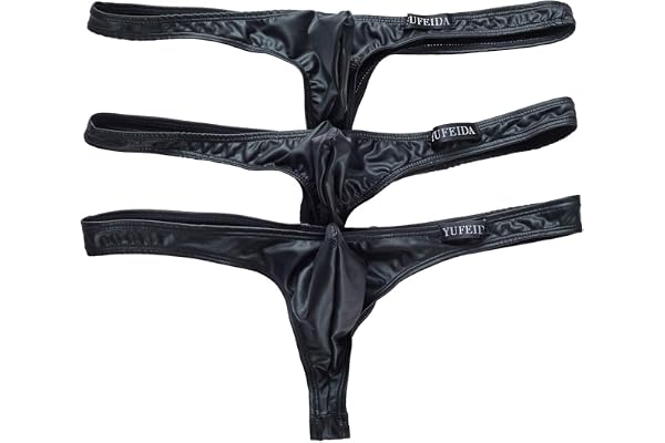 YFD Homme Slip String Lingerie Noir Cutout Slips Briefs Boxer Shorts sous-vêtements Lot de 3
