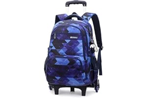 ANSIEDIO Cartable a Roulette Garcon Fille, Cartable à roulettes Sac à Dos à roulettes Bagages Enfants Sac de Voyage