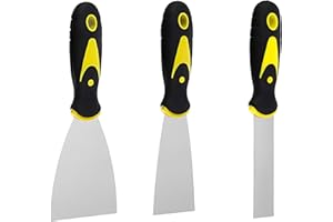 HXLJHALG 3Pcs Wallpaper & Paint Scraper Tool Set Stainless Steel Filling Putty Knife Scraper Wallpaper Steamer Stripper Paint Stripper Scraper Spackle Knife Scraper for Filling, Drywall, Putty 1/2/3 Inch