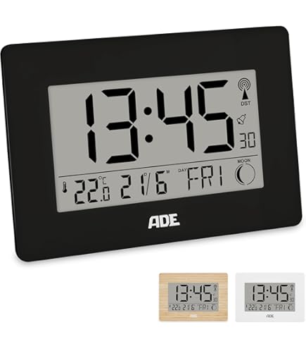 Orologio Da Parete Technoline WS 8005 - Radiocontrollato Con Temperatura, Argento-Nero, 22.6x18 Cm - Foto 2