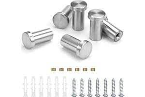 EXIN DECHEN 6 Piezas Ganchos de Pared Redondos Plata - Colgador Toalla de Acero Inoxidable Con Accesorios de Montaje Para Baño, Cocina, Dormitorio