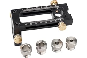 CEIEVER 2 en 1 - Plantilla de perforación para taladro (6/8/10/12 mm, multifuncional, con clip de posicionamiento, agujero de bolsillo, ayuda para proyectos de carpintería