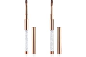 Piriuuo 2 Stück Gel Pinsel Für Nägel, Nagel Pinsel mit Deckel Gel Pinsel Nageldesign Pinsel Nagelbürste Nagel Pinsel Nagel Zubehör UV Strassgriff Gel Nagelkunstpinsel Malpinsel Werkzeug für Frauen