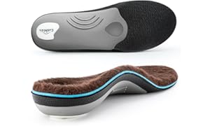 VALSOLE Thick Warm Wool Insoles for Men Women,Orthotic Insole,Arch SupportFor Insole,Plantar FasciitisInsole,for OverPronation,Flat Feet,Metatarsalgia,Heel Pain,Fleece Thermal Insoles (Brown)