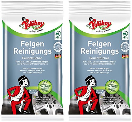 Preisvergleich Produktbild Poliboy - Felgen Reinigungs Feuchttücher - Felgenreinigung - 2x15 Tücher (2er, Felgen)