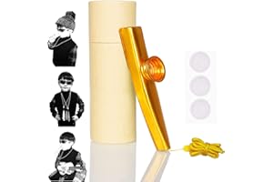 LYPER Metal Kazoo with Lanyard and 3 Membrane Flute Diaphragm, Aluminum Alloy Kazoo with Vintage Gift Box, Good for Kids, Music Beginner (Gold)