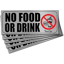 4-Pack 'No Food Or Drink' Indoor Sign Stickers – 100mm (4") Self-Adhesive Decals For Windows, Doors, Walls
