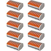 Aiqeer 10 Pieces PCT-218 Lever Nut Cable Connectors Set, 8 Port Compact Conductor Cable Connector, Quick Spring Connector Ter