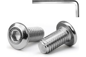 MINHER M8 x 16 mm 20 st platt huvud sexkant infällda skruvar bultar, möbelbultar, rostfritt stål A2 V2A, full gänga (med inse