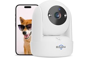 Hiseeu 2K Telecamera Wi-Fi Interno, 2.4G WiFi 360° Videocamera Sorveglianza Interno per Baby Cane, Vicohome Allarme APP Tracciamento Movimento Visione Notturna IR Rilevamento Umano AI Modalità Sonno