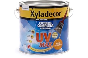 Xyladecor SMALTO LEGNO ESTERNI UV MAX Protezione Completa da sole e agenti atmosferici Idrorepellente colore NOCE 2,5L, 2.5 L