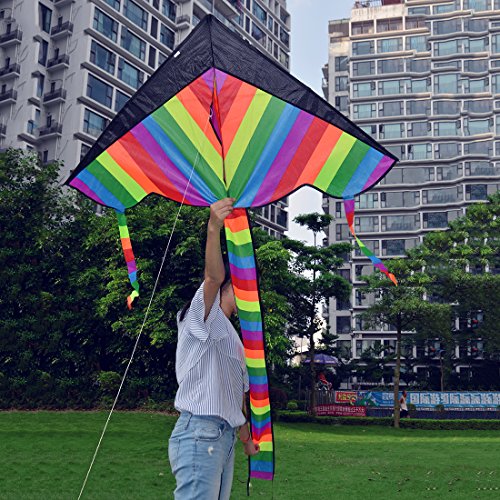 Foxom Rainbow Kite for Kids, Girls, Boys, Toddlers - Most Popular Outdoor Toys, Huge Kite with 50m/164 Feet Flying Line reviews Foxom Rainbow Kite for Kids, Girls, Boys, Toddlers - Most Popular Outdoor Toys, Huge Kite with 50m/164 Feet Flying Line
