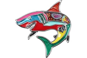 BAMAY Esmalte Tiburon Broche Alfileres Verano Joyería Aleación de Zinc Ballena Delfín Océano Animales Broches para Mujer Niña Regalos Bufanda Alfiler Charms