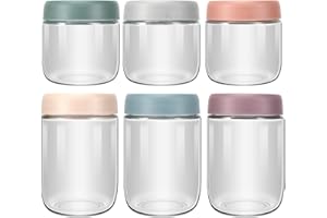 Pavlleen 6 Stück Overnight Oats Gläser,Einmachgläser mit Schraubdeckel,für Salat,Chutney,Joghurt,Pudding,Marmelade,Einlegen,Babynahrung,klein Gläser mit Deckel Als Mason Jar Meal Prep Boxen