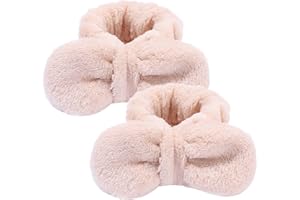 LECTNORE Polsini per il lavaggio del viso, 2 pezzi di asciugamani da polso Bow Face Wrist Towel Polsino in flanella Polsini in microfibra per il lavaggio del viso Doccia Sport Trucco (Beige)
