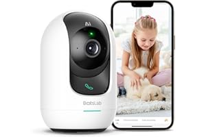 BOTSLAB 3K 5MP WiFi Security Camera Indoor,Dog Camera,Pet Camera with APP,Smart Tracking Baby Monitor,Crying Detection,One-Touch Call,2-Way Audio,Night Vision,Works with Alexa,2.4/5GHz