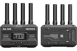 Accsoon CineView HE bezprzewodowy system transmisji wideo i obrazu, wejście HDMI/UVC, podwójny transfer 2,4 GHz/5 GHz do 350 m - iOS Android do Tik-Tok YouTube Live Streaming (1 x R i 1 x T)