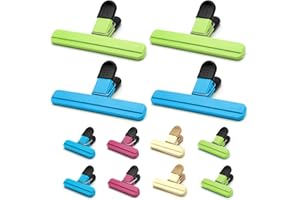 DAKLUNAR 12 Stück 2 Größe Verschlussclips für Tüten Verschlussklammern Kunststoff Wiederverwendbare Lebensmittel-Clips Lebensmittelklammer Tütenclips Food Bag Clips Beutel-Verschlussclips 4 Farben