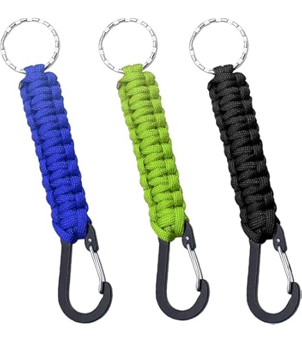 Portachiavi In Paracord 2 Pezzi Con Moschettone - Nero E Rosso Per Campeggio E Sopravvivenza - Foto 2