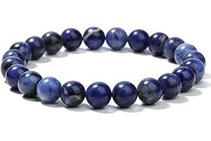 Landorilo Bracciale in Pietra Semipreziose Naturale Fatto a Mano Elastico per Donna Uomo, 8MM Pietre Gemme Rotonde Altamente Lucide Bracciali Yoga, Braccialetti Chakra