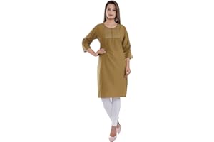 Ramkudi Indisches Damen einfarbiges besticktes Baumwoll-Top Kurti