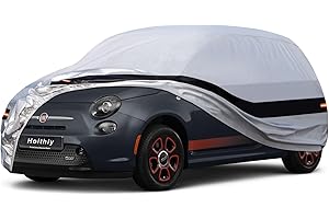 Holthly Bache Voiture Exterieur à 10 Couches, Housse Protection Voiture 100% Etanche Anti UV Soleil Anti Rayure, Bâche pour Citadine Fiat 500, Renault Twingo,Peugeot 108, etc. Argent