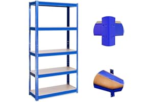 EFANHOME Étagères de Rangement à 5 Niveaux | 170 x 75 x 30cm | Étagères Charge Lourde Métallique sans Boulon | Capacité de Charge de 875kg | Garage Rayonnage pour Cave | Bleu