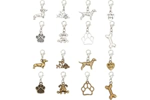 GOMAKERER 32 Pcs 8 Styles Dog Zipper Pull Charms, Pet Theme Alloy Zipper Pendant Bone Paw Print Zipper Pull Zipper Pull Decoration Replacement Zipper Pull Tab for Bag Luggage