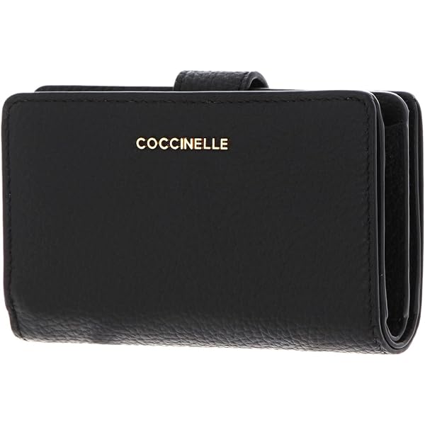 Portacarte Coccinelle Metallic Soft Giallo – Pelle 100%, 6 Scomparti + Tasca Centrale, 10x8.5x0.5 Cm