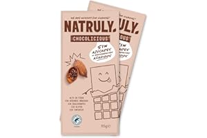 NATURAL ATHLETE NATRULY Tableta de Chocolate Negro sin Azúcar y sin Edulcorantes con Fibra de Achicoria, sin Gluten, Chocolate 72% -Pack 2x85 g