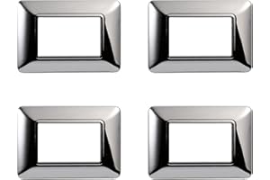 ZOREI 4 Pezzi Placche Compatibile Con Bticino Matix, Placche In Plastica (3 Posti/Moduli,Cromato Lucido)