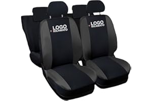 Auto Accessori Lupex Coprisedili Auto Compatibili Per Mini Nero Grigio Scuro | Made In Italy | Set Anteriori e Posteriori | Logo Ricamato | Airbag Adattabili | Interni