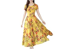 Zhsxertwy Midi Dresses for Women UK Elegant V Neck Short Sleeve Flowy Maxi Sundress High Waist Floral Print Summer Casual Party Ladies Swing Dress Long