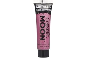 Cosmic Moon - Maquillaje Profesional de Pintura Facial Activada con Agua para el Rostro y el Cuerpo - 12ml - ¡Crea diseños profesionales con pintura facial metálica! - Incluye: Rosa