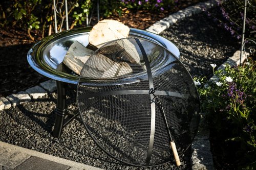 Moderne Feuerschale, Feuerkorb, Ø 76 cm, Edelstahl, Funkenhaube - 7