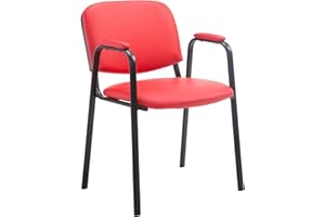 ‎CLP CLP Stapelstuhl Ken Pro I Konferenzstuhl Mit Kunstleder-Bezug Und Armlehnen, Farbe:rot