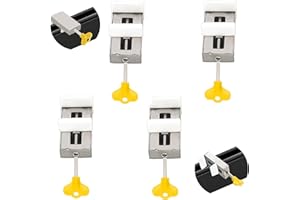 PEWMAKO Pack 4 Cerraduras de Aluminio para Ventanas y Puertas Correderas | Cierre para Seguridad y Bloqueo con Tope Ajustables con Llave Incluida