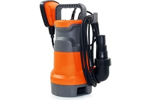 VEATON 400W 8000 L/H Submersible Pump with Float Switch and Hose Connector, 8m Cable, Drain Dirty Water from Basement Garden Pond Pool Hot Tub Flooded Cellar