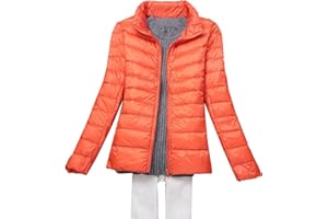 KeYIlowys Piumino Leggero Primaverile E Invernale Tinta Unita Colletto in Piedi Slim Plus Size Piumino Corto da Donna