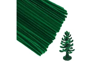 AURASKY 200 Stück Pfeifenreiniger Grün, Pfeifenputzer zum Basteln, 30cm Chenilledraht, Pipe Cleaner, Pfeifenreiniger für DIY Handwerk Dekorationen